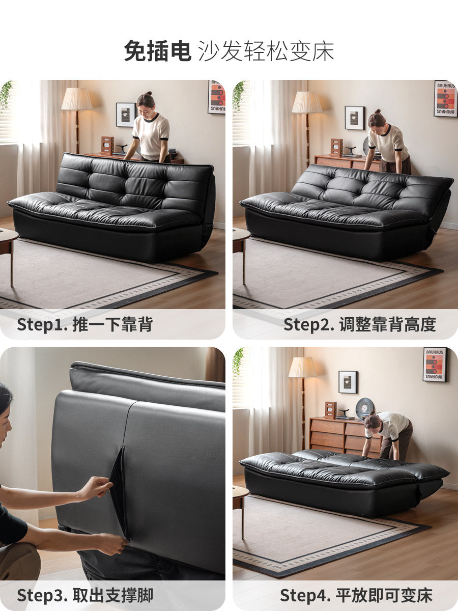 布艺沙发床客厅现代简约坐卧两用沙发小户型黑色折叠床